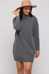 Charcoal Turtleneck Sweater Mini Dress