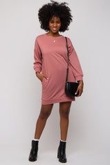 Mauve Long Sleeve Fleece Lined Dress