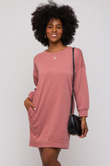 Mauve Long Sleeve Fleece Lined Dress