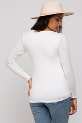 Ivory V-Neck Long Sleeve Top