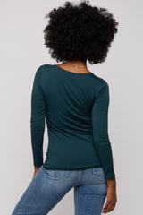 Forest Green V-Neck Long Sleeve Top