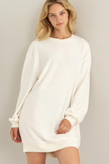 Cream Fleece Oversized Maternity Sweatshirt Mini Dress