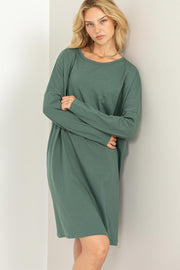 Green Long Sleeve Shirt Dress