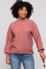 Mauve Mock Neck Maternity Sweater