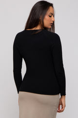 Black Basic Raglan Sleeve Sweater Top