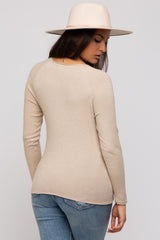 Beige Basic Raglan Sleeve Sweater Top