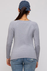 Heather Grey Basic Raglan Sleeve Sweater Top