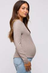 Mocha Basic Raglan Sleeve Maternity Sweater Top