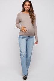 Mocha Basic Raglan Sleeve Maternity Sweater Top