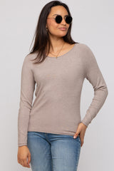 Mocha Basic Raglan Sleeve Sweater Top