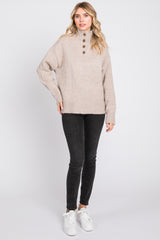 Beige Button Front Sweater