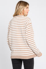 Mocha Striped Chenille Henley Sweater