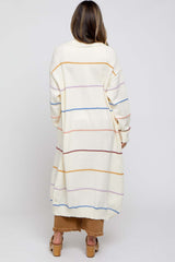 Cream Striped Open Front Maternity Cardigan