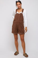 Mocha Corduroy Maternity Short Overalls