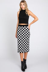 Black Checkered Knit Maternity Skirt