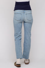 Light Blue Distressed Knee Maternity Jeans