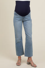 Light Blue Raw Hem Maternity Jeans