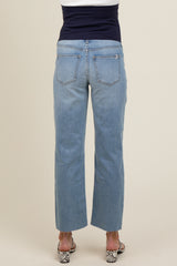 Light Blue Raw Hem Maternity Jeans