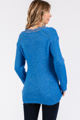 Blue Lace V-Neck Sweater