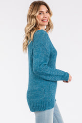 Turquoise Lace V-Neck Sweater