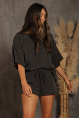 Charcoal Ribbed T-Shirt and Short Set