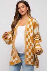 Yellow Checkered Plaid Maternity Oversized Cardigan