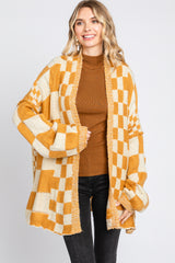 Yellow Checkered Plaid Oversized Cardigan