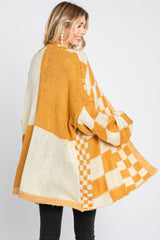 Yellow Checkered Plaid Oversized Cardigan