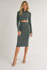 Olive Fitted Cutout Maternity Midi Dress