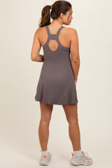 Mocha Tennis Racerback Maternity Romper Dress