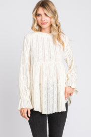 Ivory Lace Ruffled Neck Top