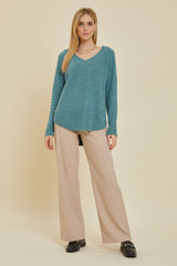 Teal Fuzzy Soft Knit Maternity Sweater