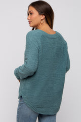 Teal Fuzzy Soft Knit Maternity Sweater