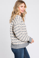 Grey Striped Open Knit Sweater