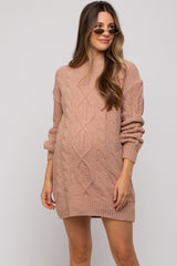 Camel Soft Knit Maternity Sweater Dress