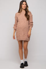 Camel Soft Knit Maternity Sweater Dress