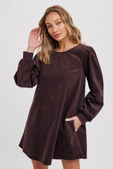 Dark Brown Corduroy Mini Dress