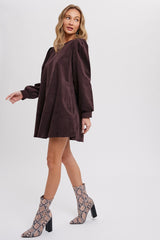 Dark Brown Corduroy Mini Dress