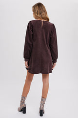 Dark Brown Corduroy Mini Dress