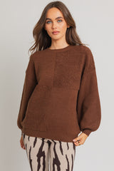 Brown Textured Checker Sweater