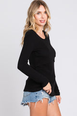 Black Ribbed Crossover Nursing Top