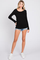 Black Ribbed Crossover Nursing Top