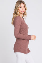 Mauve Ribbed Crossover Nursing Top