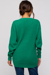 Emerald Green Waffle Knit Round Hem Maternity Sweater