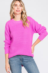 Pink Waffle Knit Round Hem Maternity Sweater