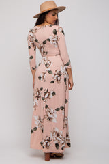 Light Pink Floral Wrap Maxi Dress