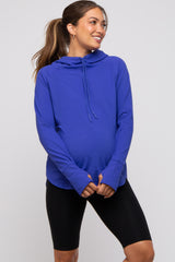 Royal Blue Hooded Long Sleeve Maternity Active Top