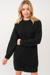 Black Mock Neck Maternity Sweater Dress