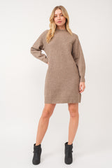 Mocha Mock Neck Sweater Dress