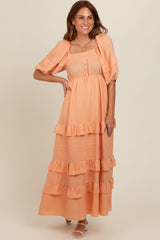 Peach Ruffle Tiered Maxi Dress